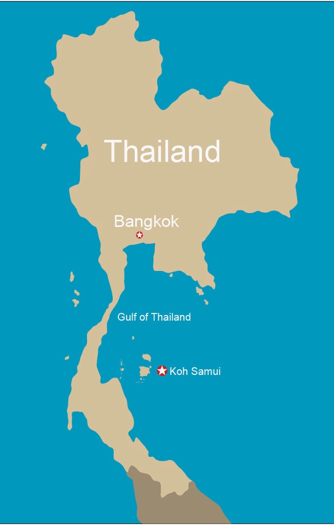 Map of Thailand showing location of Koh Samui